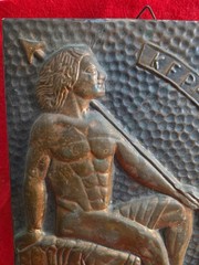 Vintage Greek Copper Relief Plaque KEFALOS Cephalus Mythology Kefallinia ΚΕΦΑΛΟΣ