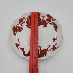 1975 Fitz and Floyd Porcelain Scalloped Temple Dragon Cookie Plate 8″ Vintage