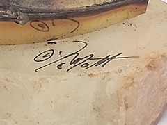 Metal Brass Sailboat Sculpture on Quartz Base Signed DeMott 9.5 in Nautical