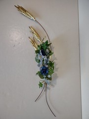 Vtg Home Interiors Brass Wheat Sheaf 2 Piece Wall Hanging Decor MCM Homco 31″