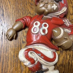 Vintage 1976 Homco Cast Aluminum Football Player Sexton Wall Hanger