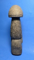 PRE-COLUMBIAN MIXTEC BASALT MUSHROOM STANDING FEMALE SHAMAN FIGURE