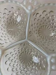 Vintage Anchor Hocking Moonstone milk white and clear candy dish