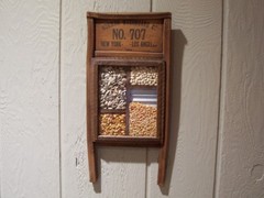 Decorative Rustic Look Washboard With Seeds Corn Beans Nuts & Sunflowers Hangs