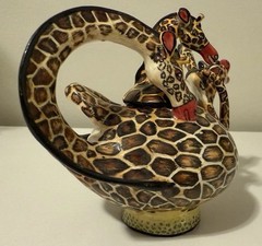 Somandla & Sthabiso signed 2009 Ardmore — rare upside-down giraffe teapot