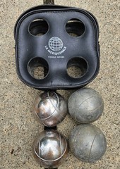 Vtg French Petanque Boules / Bocce 4-Piece Set | La Meridionale Marseille Cruise