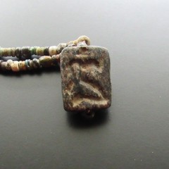 NILE Ancient Egyptian/ Near Eastern Seal Amulet Mummy Bead Necklace ca 600 BC