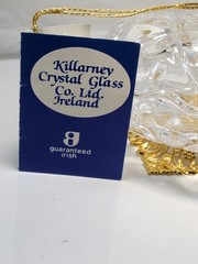 Killarney Book Of Kells Ireland 24% Crystal 24K Gold Trinket Dish Gold Base Tag