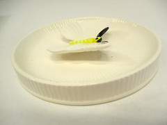 1975 FITZ AND FLOYD Butterfly Dish Trinket Bowl White Round New Open Box Vtg