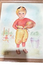 Vtg Charlotte Becker Metalcraft Framed 3D Baseball Football Wall Hanging Boys