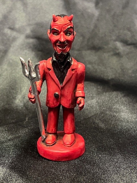 Neil Eyre Halloween Horror Spooky Scary Red Devil Mirror finish Pitchfork