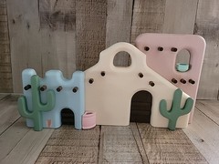 Southwest Diorama Adobe House Cactus Woodcraft Hanging Wall Art Home Interiors