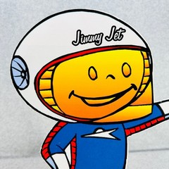 Jimmy Jet Cardboard Stand Up Vintage Astronaut Decorative 12″