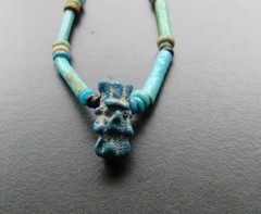 NILE Ancient Egyptian Bes Amulet Mummy Bead Necklace ca 300 BC