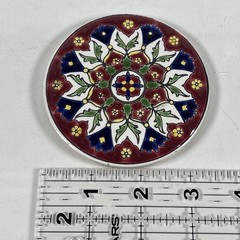 Nassos Keramik Ceramic Art Tile Coaster Hand Made Rodos Hellas Greece Round 3.5″