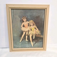 1940’s (2)Vtg Florence Kroger Ballerina Prints, Mid-Century Shabby Chic Signed