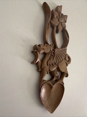 Dragon and Daffodil Hand Carved Lovespoon Wooden Signed