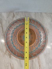10.5″ TAE POTTERY vtg studio art Blue Moon party plate chip dip bowl Signed
