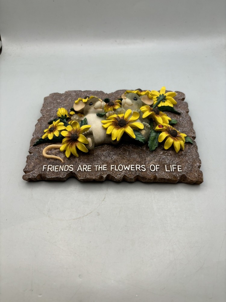 Charming Tails Spring Garden Friendship Plaque 5×7 Fitz Floyd Sunflowers sh124