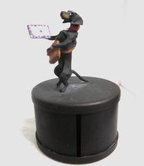 Redl Wien Bronze Hand Painted Dachshund Postage Stamp Coil Dispenser
