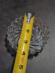 Vintage Ornate Cut Glass Trinket Bowl w/Brass Holder – 5″ Tall- Damage-*READ*