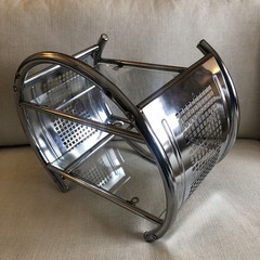VTG Round Chrome Metal Glass Wall Shelf MCM Mesh Side Bauhaus Eileen Gray Circle