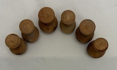 Wooden Pyrography Folk Art Decanter With 6 Stem Cups & Serving Tray VINTAGE