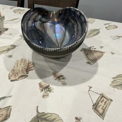 Murano seashell glass in black, gray,white and blue