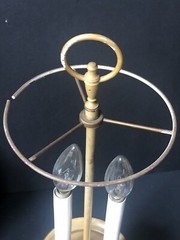 RARE! Vintage TOLE GOLD Tan Florentine Metal LAMP *Bouillotte Toleware Antique
