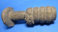 PRE-COLUMBIAN MIXTEC BASALT QUETZALCOATL SERPENT GOD ENTWINED WITH MUSHROOM FIGU