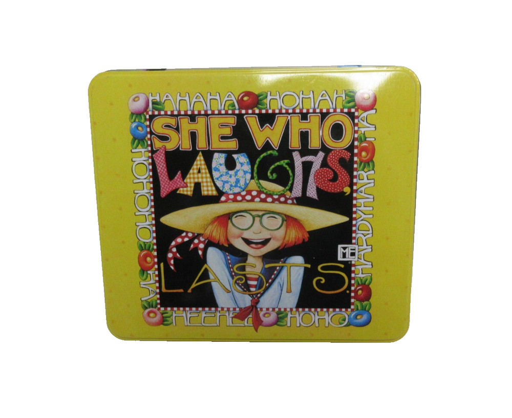 Mary Engelbreit Tin Collectible SHE WHO LAUGHS LAST JCPenney Exclusive