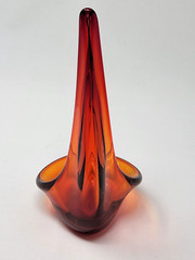 MCM Viking Glass Epic Taper Candle Holder Votive Persimmon Orange Taperglow