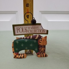 Williraye Folk Collection Orange Tabby Cat Christmas Sweater & Hat Ornament