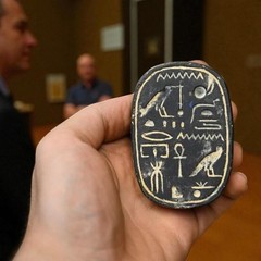 Ancient Egyptian Antiques Stone Scarab with pharaonic symbols Statue Figurine BC