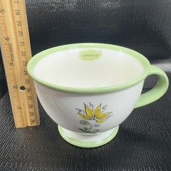 Starbucks Nurturing White Green Floral 10oz Coffee Cup Mug Set 2 Mugs Cups VTG