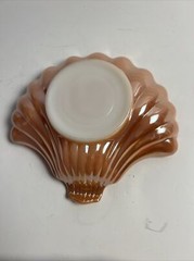 Vintage Carnival Glass Shell Lusterware Peach-Orange Candy Dish Trinket Keys