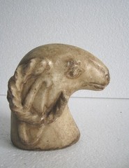 ANTIQUE MARBLE RAM GOAT STATUE BUST HAND CARVED