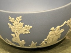 Wedgwood Blue Jasperware Lot 5pc Bowl Trinket Box Tray Plate Set Vintage Relief