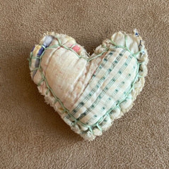 2.5″ Vintage Handmade Fabric Stuffed heart pin country BOHO clothes