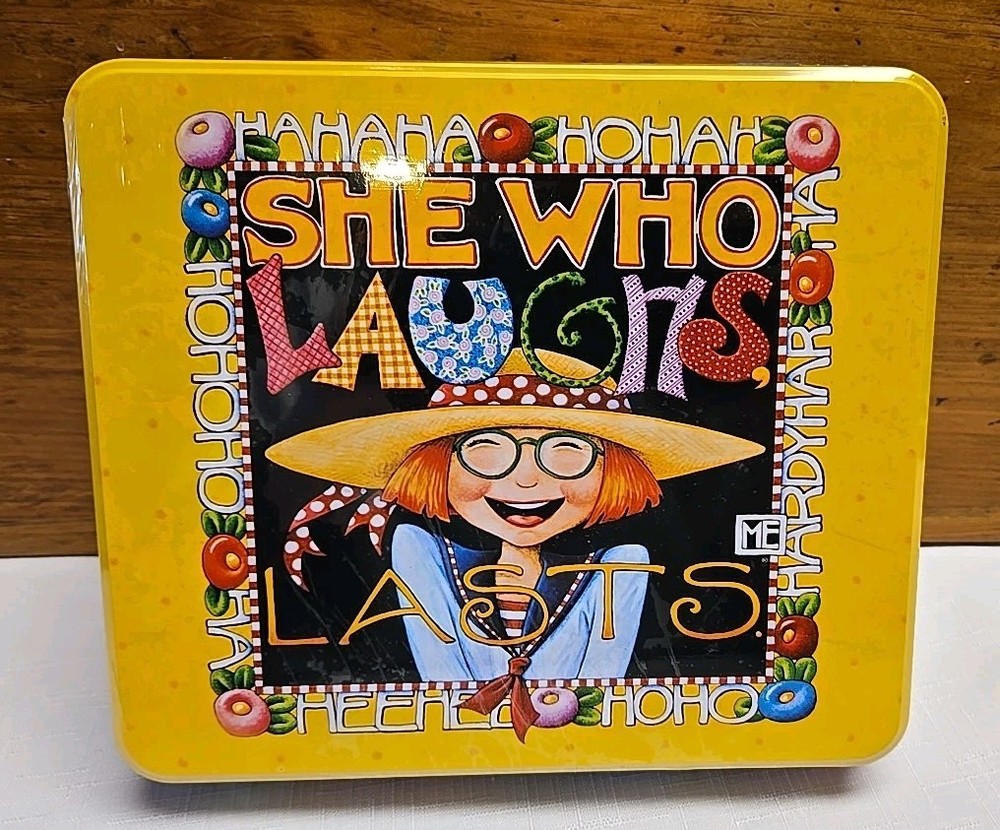Mary Engelbreit Tin Collectible SHE WHO LAUGHS LAST JCPenney Exclusive NISP New
