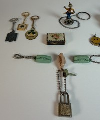 Vintage Junk Drawer Lot Clown Jet Balls Taiwan Keychains Novelty Toys 17 Pc OOAK