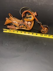 Wooden Motorcycle Model Handmade Chopper Collectible Sculpture Cycle 12″ 6″ 3″