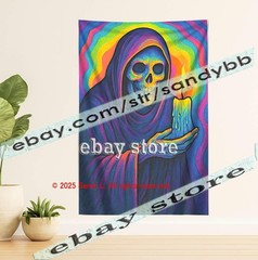 Psychedelic reaper wall tapestry energy gothic 39X59 in