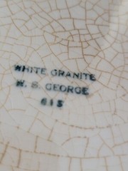W.S. George White Granite Ironstone Chamber Pot With Handle 5×9″ Ant Primitive