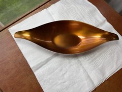 Wallace 9022 Vintage Orange Enamel Over Silverplate Candy Nut Dish Genie Design