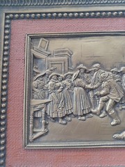 Vintage French Floralix Detailed Relief Framed Wall Decor Market Scene