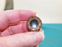 Vintage metal button covers 5 Antique Brass and Acrylic Fine Details Cuff Links