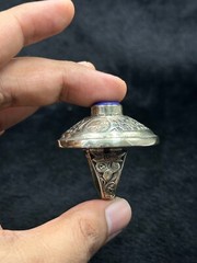 Huge Silver Old Afghanistan Unique Ring With Natural Lapis Lazuli Stone
