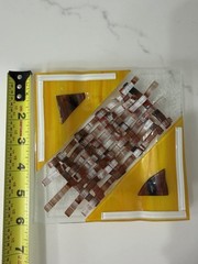VIBRANT! Yellow Brown Square Fused Art Glass Plate 6 x 6” Jewel Tones Textured ✨