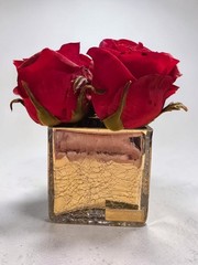 Red Rose Buds Silver Crackle SquareBy Emilio Robba